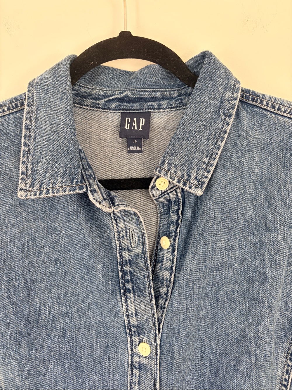 GAP Women's Medium Blue Denim Button-Front Shirt Dress - Picture 2 of 6